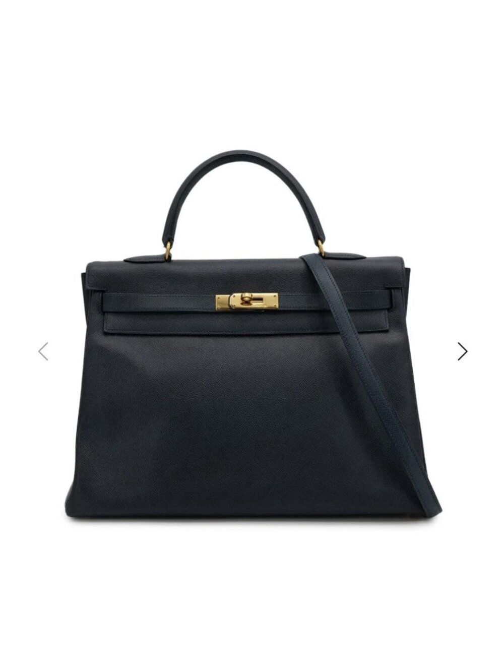 Authentic Hermès Kelly 35 Navy Indigo Courchevel leather with strap